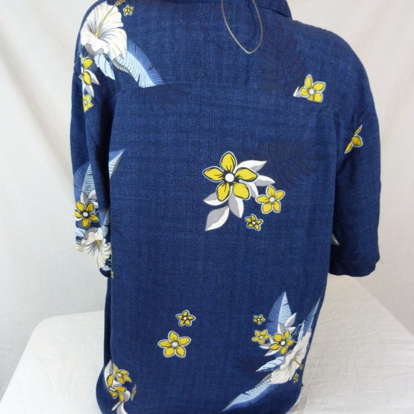 George X-Large Hawaiian Camp Shirt Flowers Blue - Picture 6 of 8